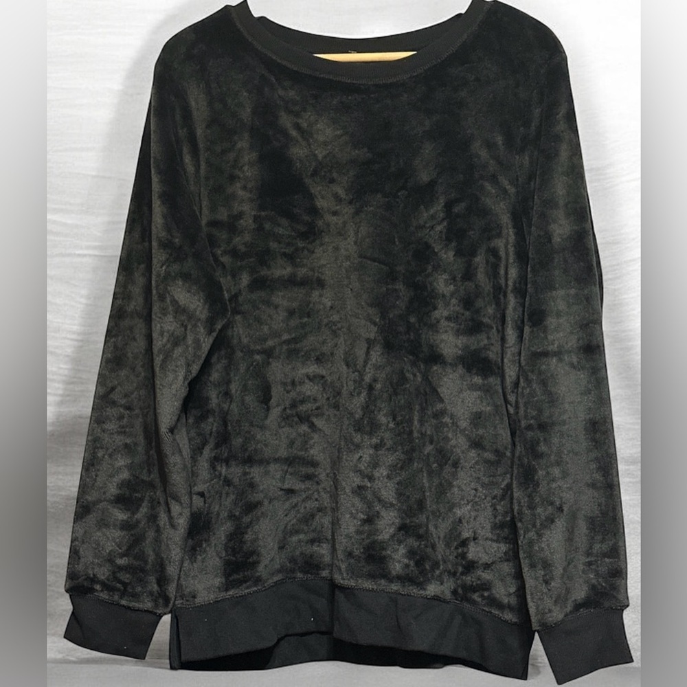 GAIAM VELOUR SOFT WOMAN PULLOVER SWEATSHIRT BLACK SIZE XL NWT